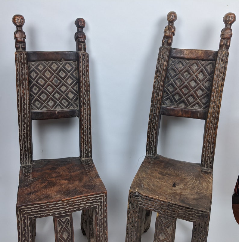 Antique African Chokwe Throne Chairs Pair Etsy