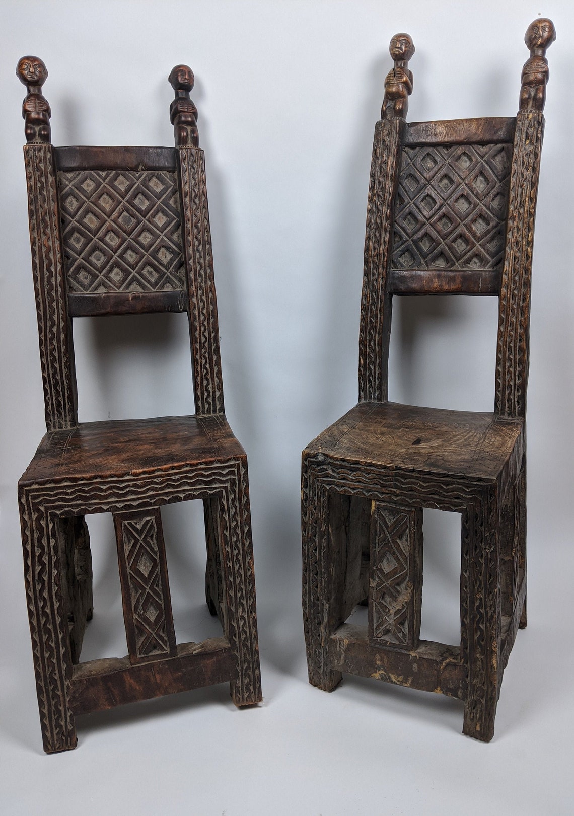 Antique African Chokwe Throne Chairs Pair Etsy