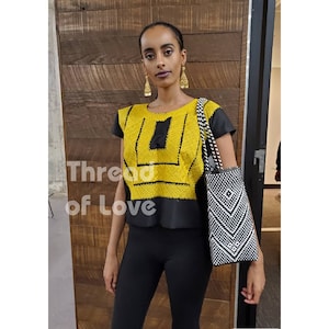 Huipil Vintage de cadenilla,  BLUSA DE TEHUANA formas geométricas, huipil echo en Oaxaca, Blusa Mexicana