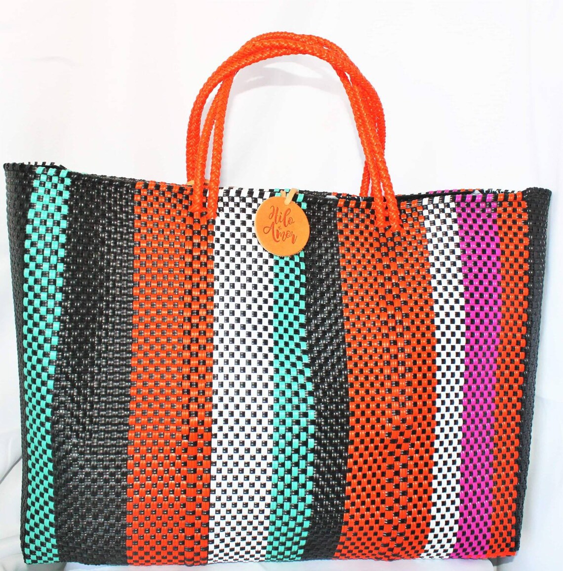 Handwoven Recycled Plastic Tote Bag With Magnetic Clasp and - Etsy Canada