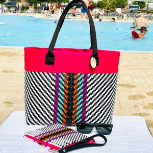 Handwoven Plastic Tote Bag, Limited Edition Hayek with Matching wallet