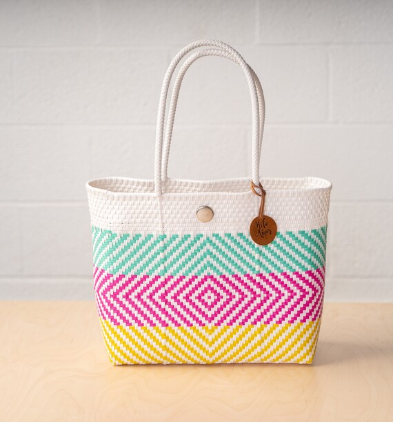 Handwoven Recycled Plastic Tote Bag Three Diamond Color Etsy UK