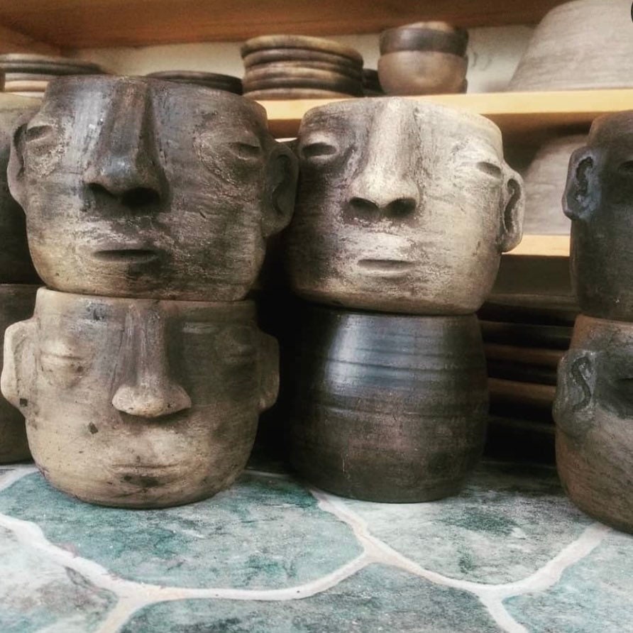 Handmade Clay Face Pot