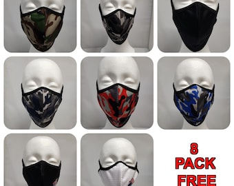 Unisex Face Masks Reusable Washable Pack Of 8 PCS   Made In US   ***Free Shipping***