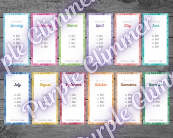 Bundel met 2,5K besparingen Challenge Tracker: maandelijkse budgettering (afdrukbare pdf)