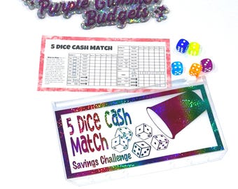 Rainbow 5 Dice Cash Savings Challenge: Laminated Envelope