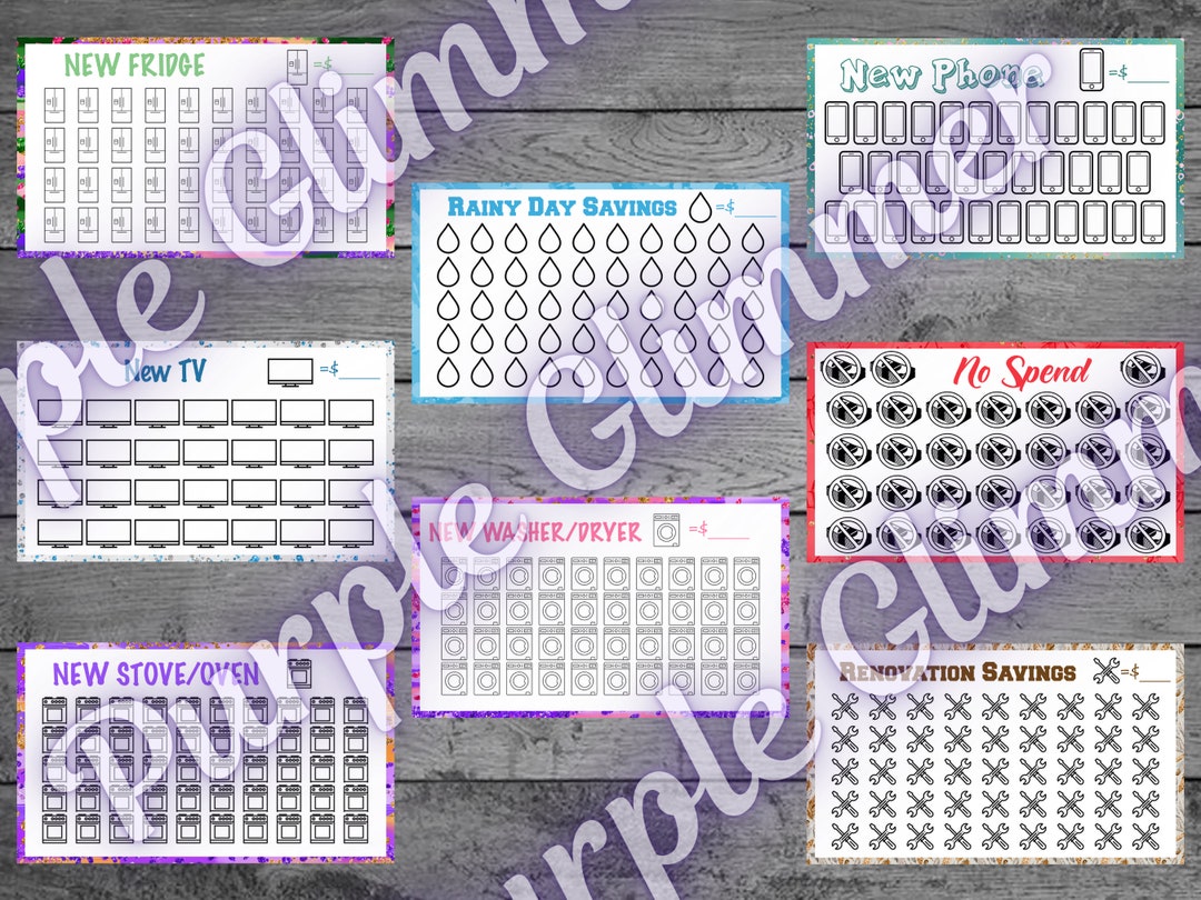 PRINTABLE Savings Challenge Tracker Bundle 4 Budgeting Money Challenges ...