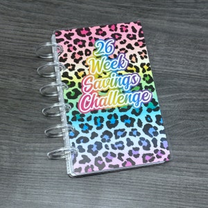 Small Rainbow Leopard Print Savings Challenge Binder