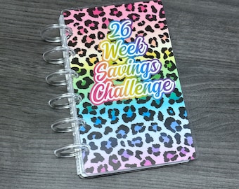 Small Rainbow Leopard Print Savings Challenge Binder
