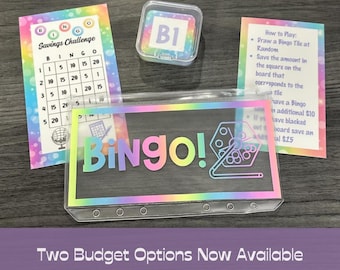 Bingo Savings Challenge: Rainbow Cash Envelope, Game Board & Cards