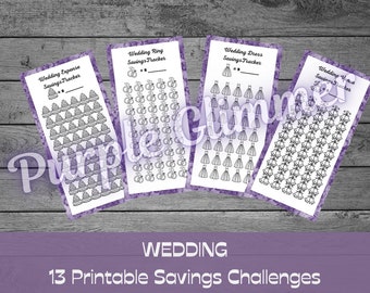 Bundel met bruiloftsbesparingsuitdaging: 13 verticale printables (pdf)