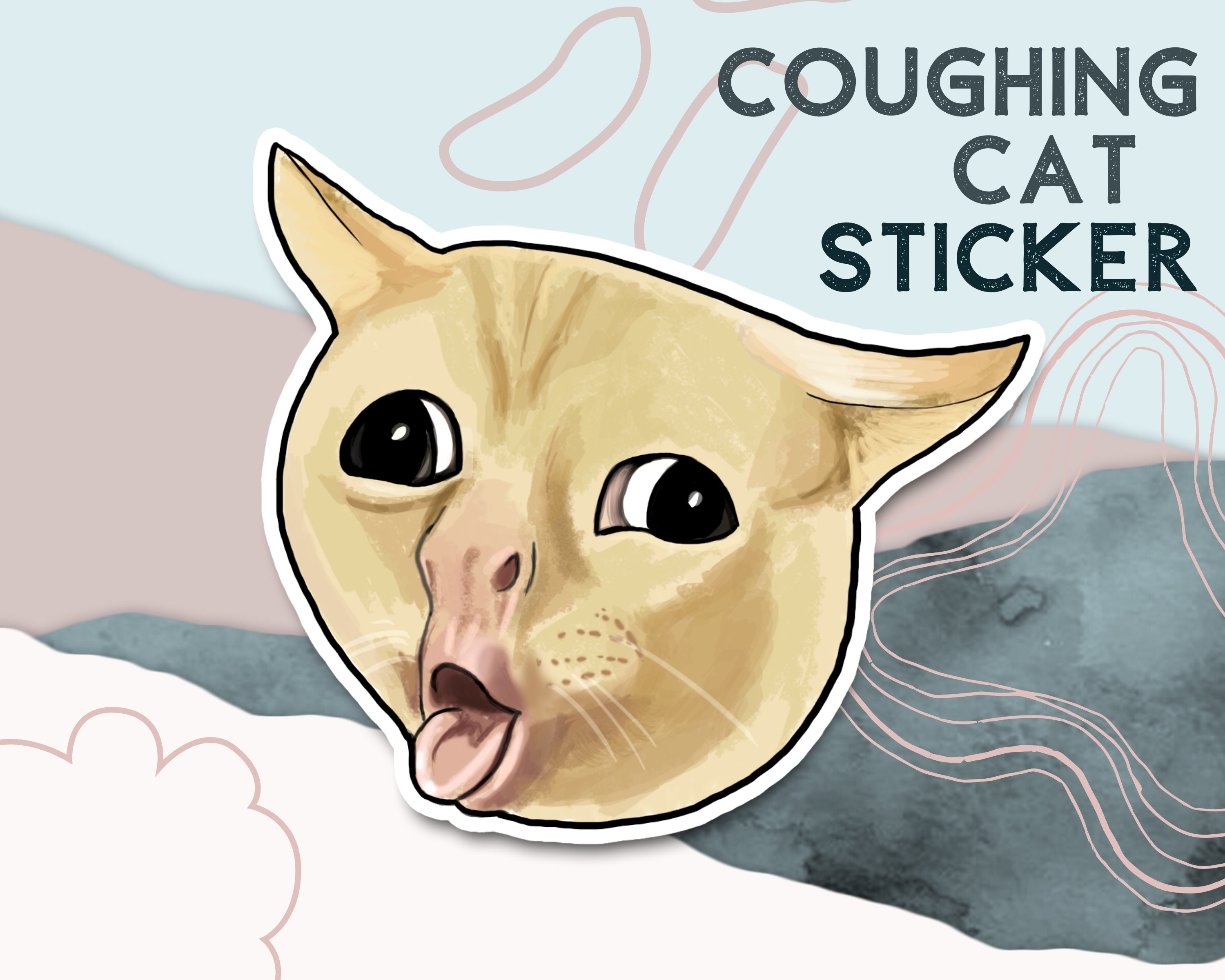 Coughing Cat Stickervinyl Stickerfunny Memescat Memefunny Etsy UK