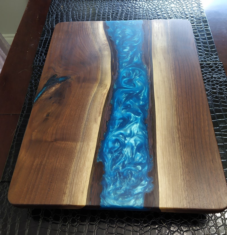 Epoxy River Cutting Board Charcuterie Board Walnut Wood Etsy