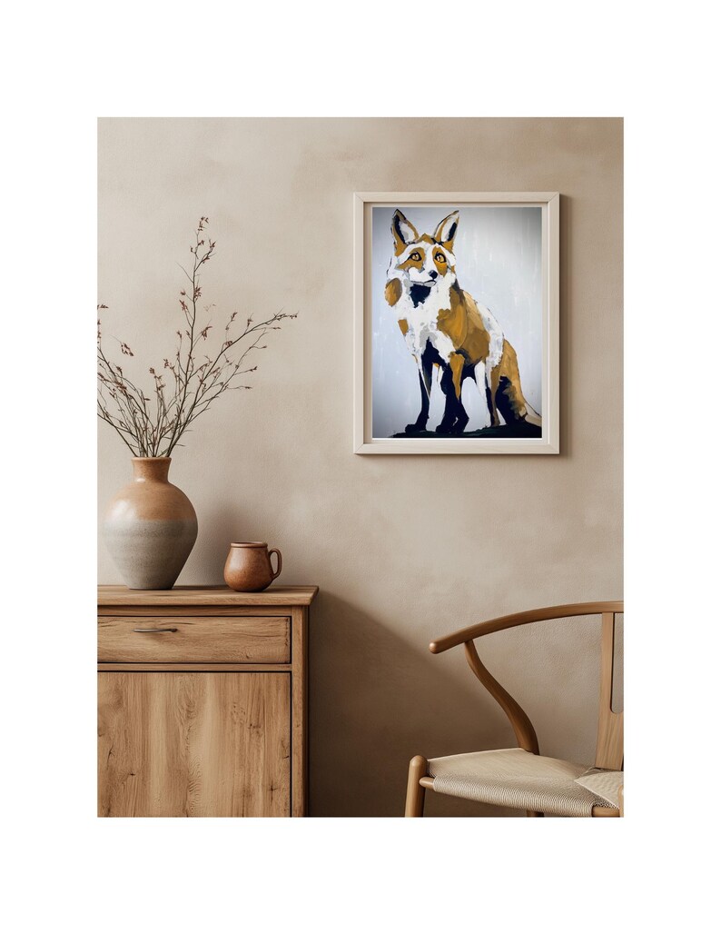 Golden Fox Art Print: Wildlife Wall Decor, Fox Artwork 8.5x11 Inches