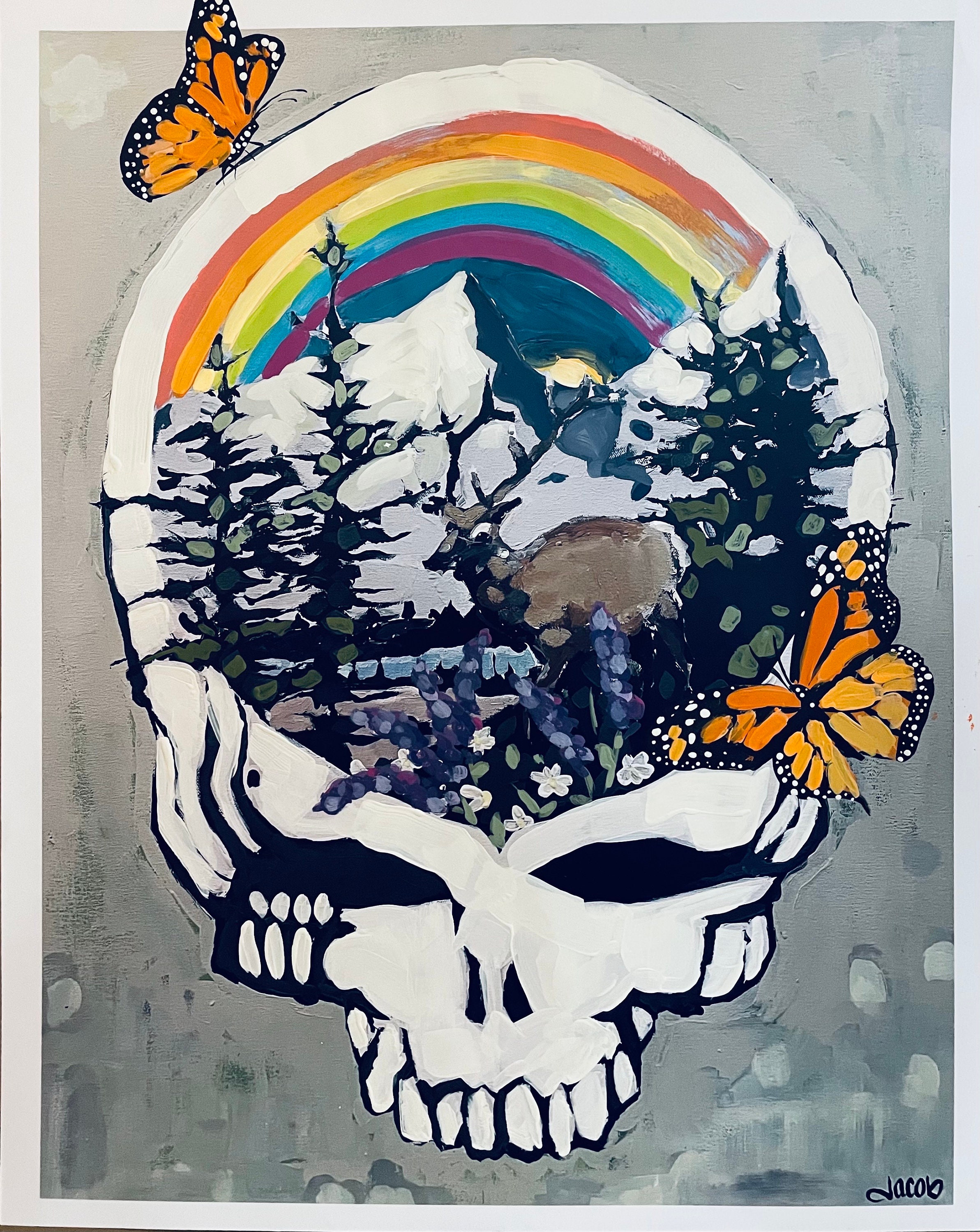 The Grateful Elk Rainbow Print, Grateful Dead Artwork, Music