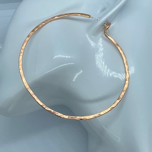 Hammered Copper Large Hoops with Sterling Silver Ear Post