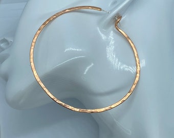 Hammered Copper Large Hoops with Sterling Silver Ear Post