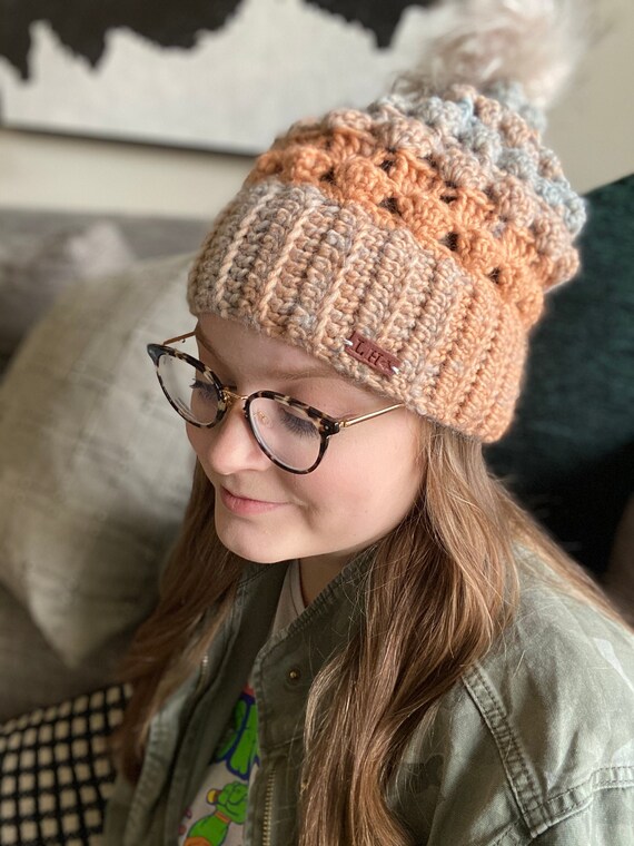 Blue Crochet Beanie Handmade - Etsy