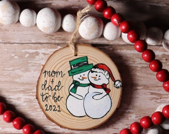 Mom + Dad To Be Ornament | Hand-painted