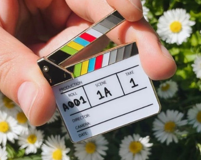 INTERACTIVE Film Clapperboard Enamel Pin MOVABLE | Movie| Filmmaker | Videographer| Director | Producer | Gift Ideas - By Chloe Cruz
