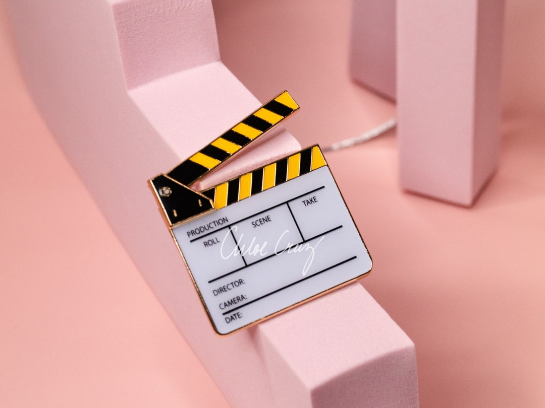 INTERACTIVE Movie Clapperboard Enamel Pin for Movie Themed, Content