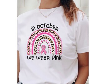 Breast Cancer Awareness October Wear Rainbow Ribbon SVG PNG