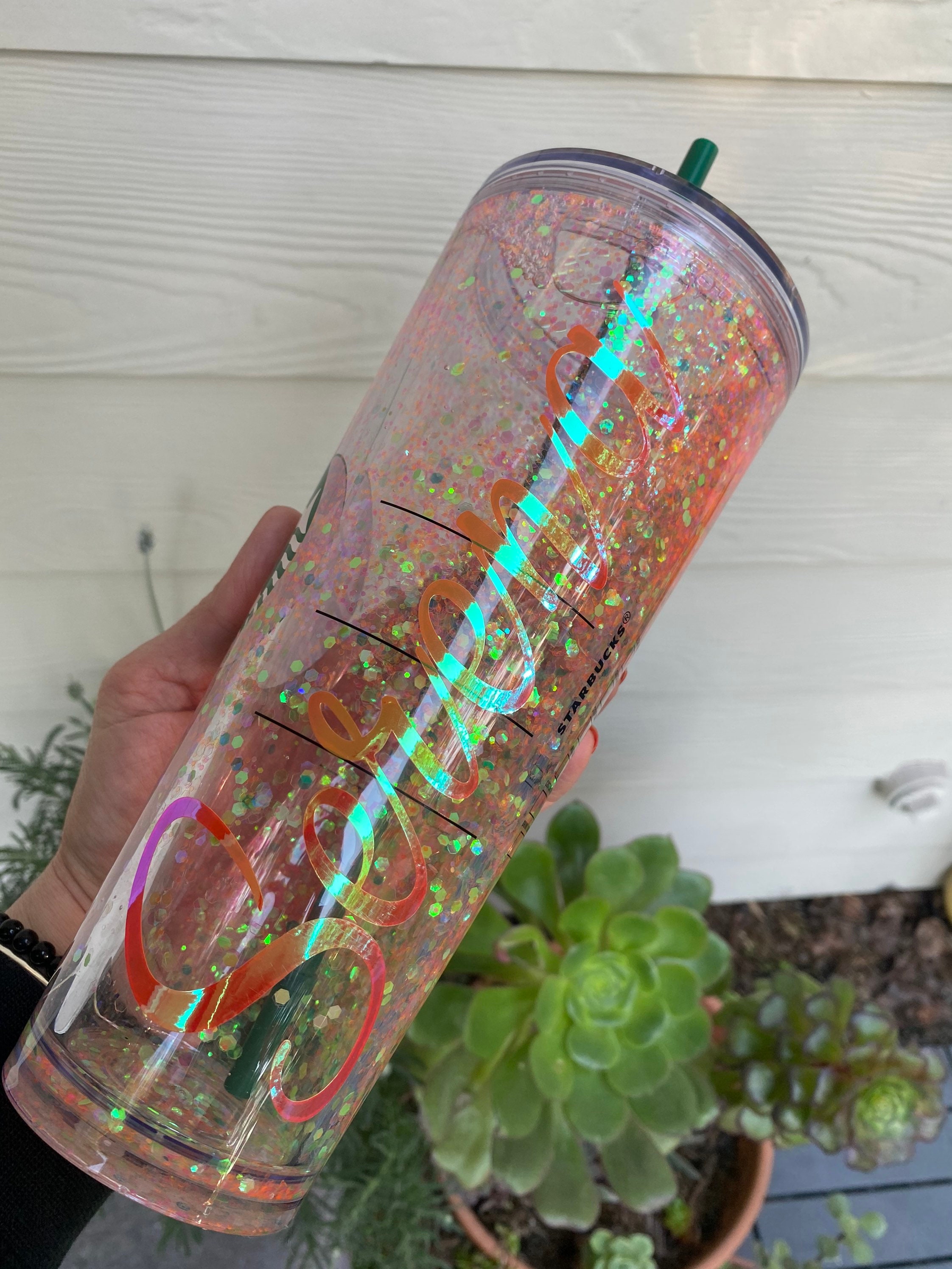 Starbucks Snowglobe Summer Tumbler Personalized Etsy