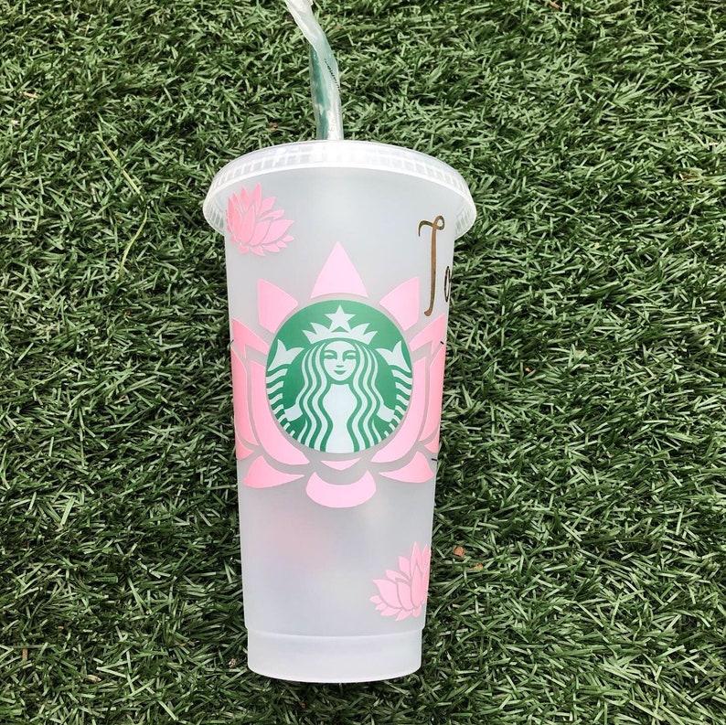 Personalized Starbucks Cup Reusable Lotus Flower Etsy