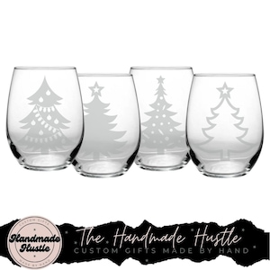 Christmas Tree Wine Glass Set | Christmas Wine Glass | Christmas Party | Personalized Wine Glass