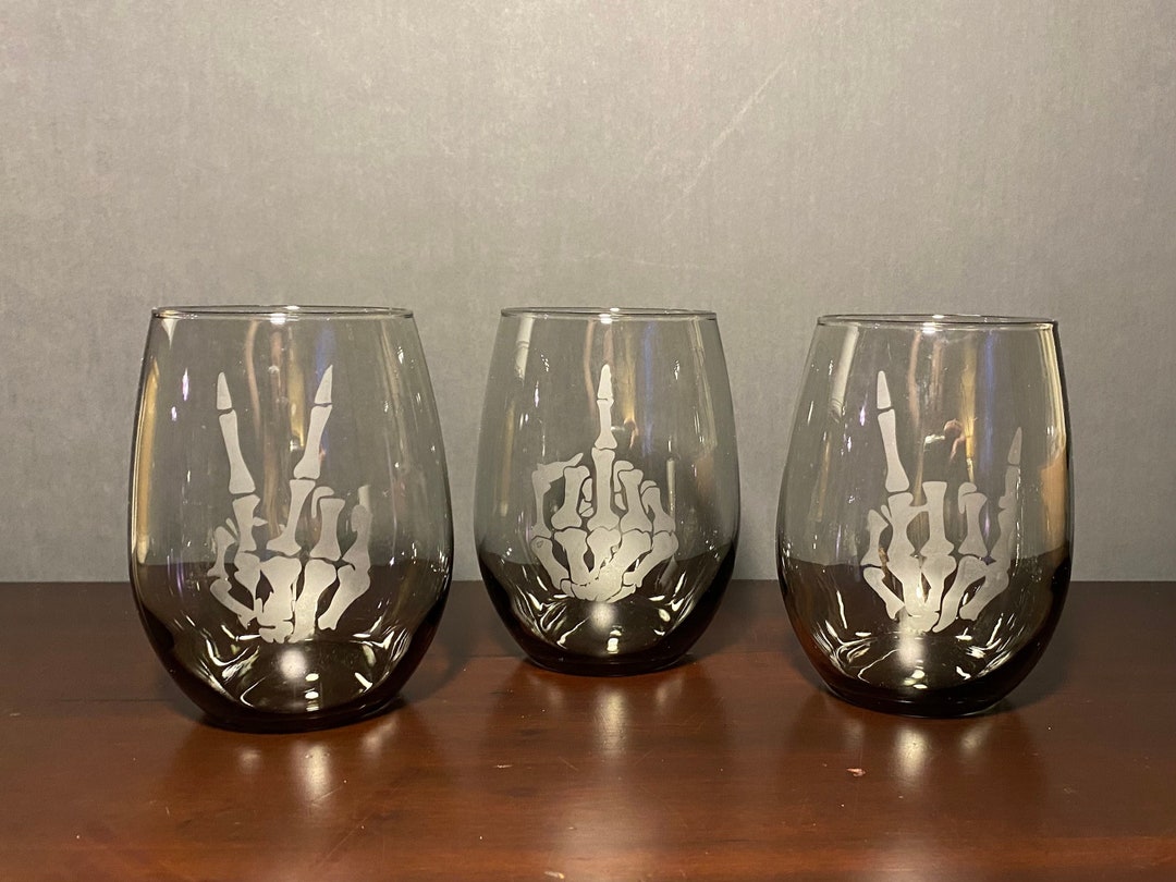 Skeleton Wine Glass Set Funny Skeleton Halloween Party Gothic Wedding