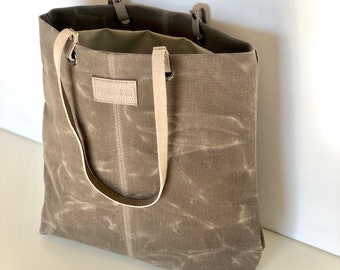 Sand Brown Canvas Tote Bag | Waxed Canvas Tote | Canvas Tote Bag | Large bag | Handmade