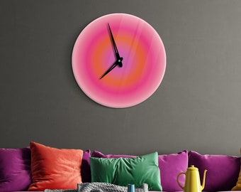 Aura art clock, Gradient color clock, Unusual wall clock, Retro wall clock, Ombre art clock,Abstract wall clock,Zen wall clock,Acrylic clock