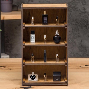 Wooden perfume display, Wooden perfume holder, Perfume organizer wooden,Perfume rack,Perfume stand,Essential oil display,Wood makeup storage