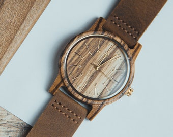 Engraved watch men leather band,Wood watch men,Wooden watch leather band,Custom watch leather strap,Watch men personalized,Groomsmen watches