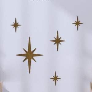 Stars wood wall art, Starbursts wooden wall art,Rustic wooden star decor,Mid century star decor,Star cluster wall decor,Atomic star wall art