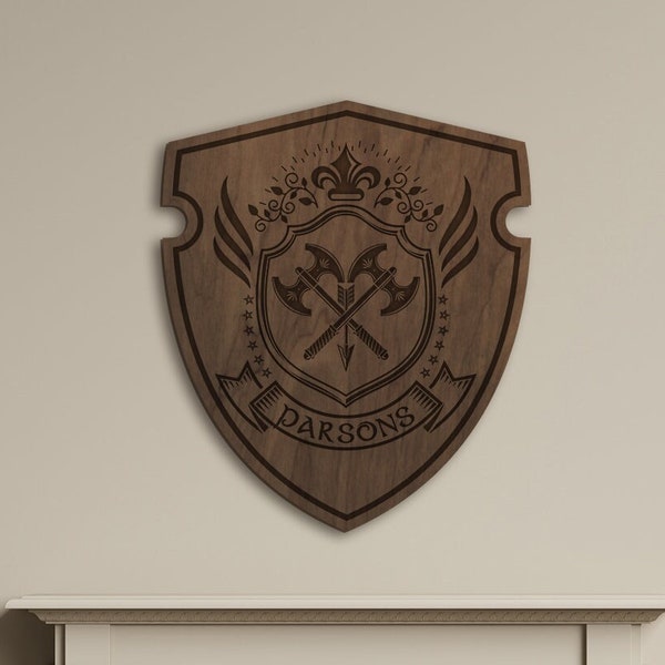 Custom family crest sign, Family crest plaque, Coat of arms plaque, Wedding crest, Family shield, Last name wood sign, Family crest gift