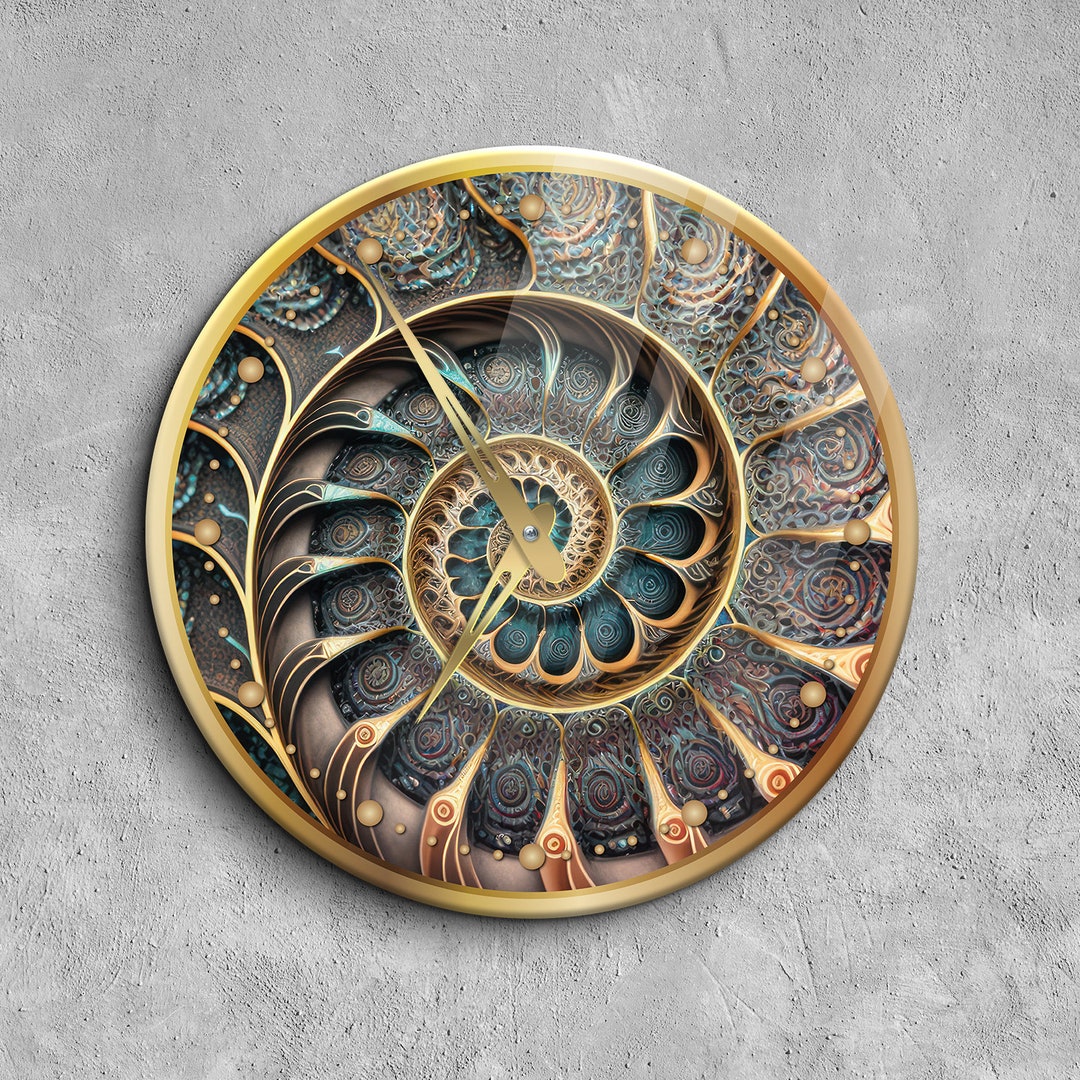 Ammonite Clock, Spiral Wall Clock, Sea Shell Clock, Tropical Clock ...