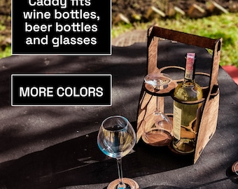 Wine glass caddy,Wine caddy wood,Wine caddy outdoor,Wine bottle carrier,Wine glass holder,Wine bottle holder,Wine glass carrier,Wine storage