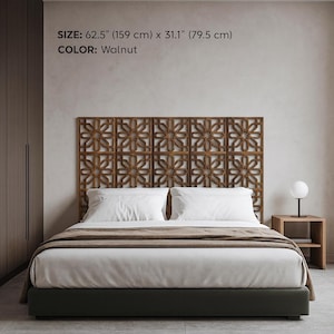 Wood Headboard, Queen Size Headboard, Geometric Headboard, Bedroom Wall Decor, Wooden Headboard Panel,Modern Headboard,Rustic Wood Headboard
