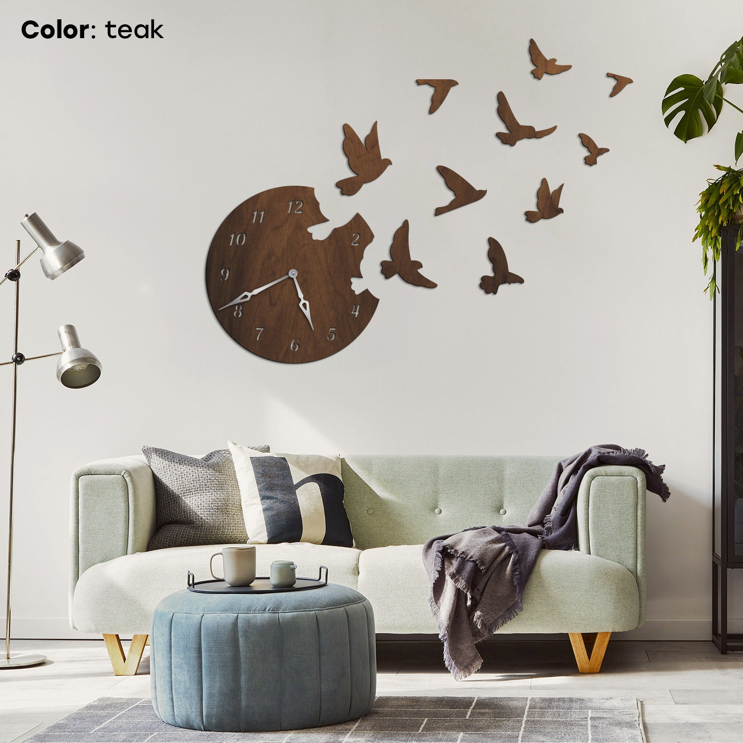 Birds flying clock, Nature wall clock, Wooden wall clock, Wall clock unique,Modern wall clock, Oversized clock, Decorative clock