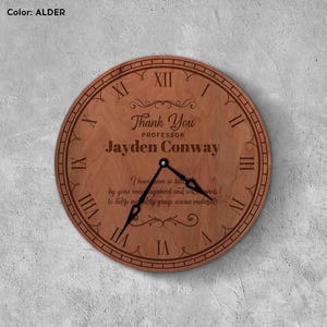 Custom engraved clock, Personalized wall clock, Gift for professor, Teacher appreciation gift, Wooden clock with name, Mentor gift idea