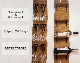 Wood wine rack holder, Rustic Wine Rack, wine display rack, Wine glasses rack,Wall mounted wine rack, Wine bottle holder, Wine Bottle Rack,