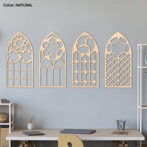 Gothic cathedral wall decor, Gothic window frame wall art, Arched church window decor, Wooden gothic arch panel, Gothic wall accent