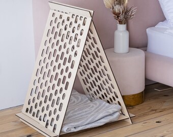 Tente pour chat en bois, Nichoir en bois pour chat, Nichoir pour chat d'intérieur, Petite niche pour chien, Tente en bois pour chien, Tente de lit pour chat, Tipis pour animaux de compagnie, Meubles modernes pour chat