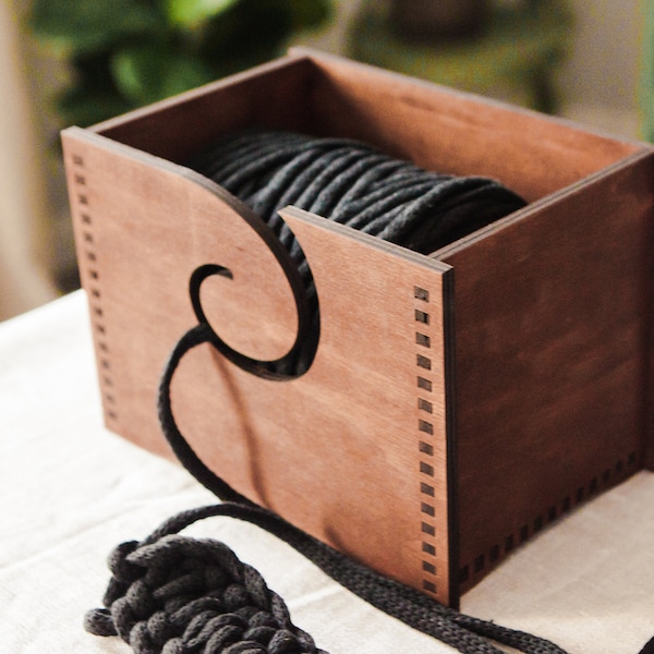 Yarn box, Yarn bowl wood, Knitting bowl wood mothers day gift for grandma, for mom from daughter