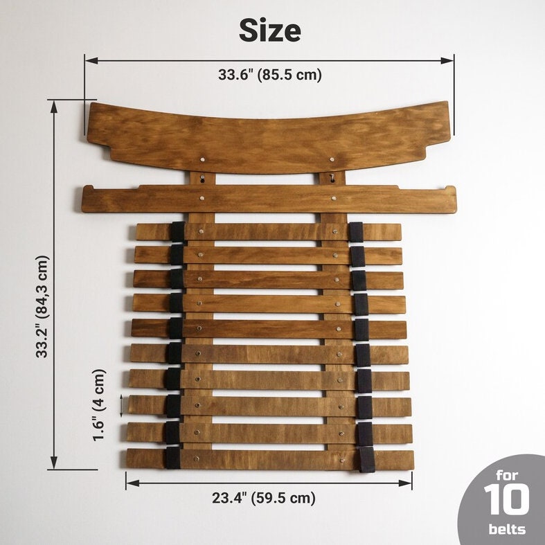 Espositore Per Cinture Arti Marziali - Porta 12 Cinture Con Anelli Elastici