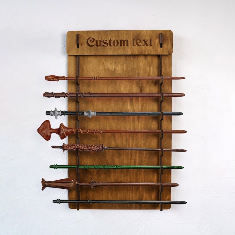 Harry Potter Wand Holder OLYCRAFT 4 Tiers Black Wand Display Risers 4.7x2.4x6.2 Inch Wooden Wand Sword Stand