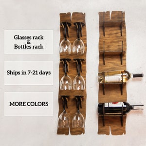 Wood wine rack shelves, Wine rack wall mounted modern, Wine bottle holder wall mount, Wine rack 4 bottles