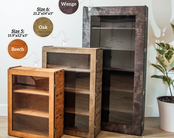 Display cabinet for collectibles, Display cabinet case for figures, Wooden display shelf, Figure wood display case, Figure wood storage