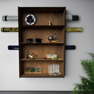 Rod Tube Holder, Rod and reel storage, Fly Rod Racks, Fly Rod Tube Cabinet, Fly Fishing Storage, Fisherman Gift, Fly Rod Organizer